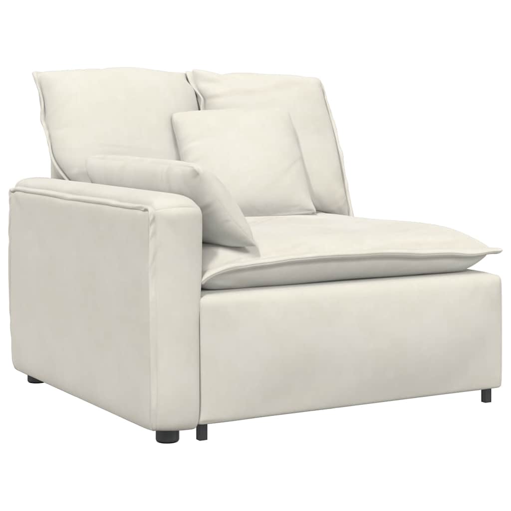 Sofá modular com almofadas veludo creme