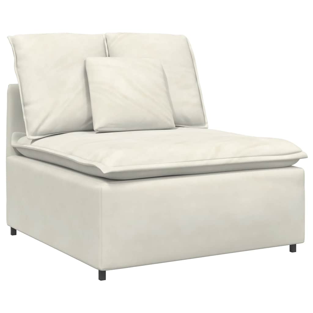 Sofá modular com almofadas veludo creme