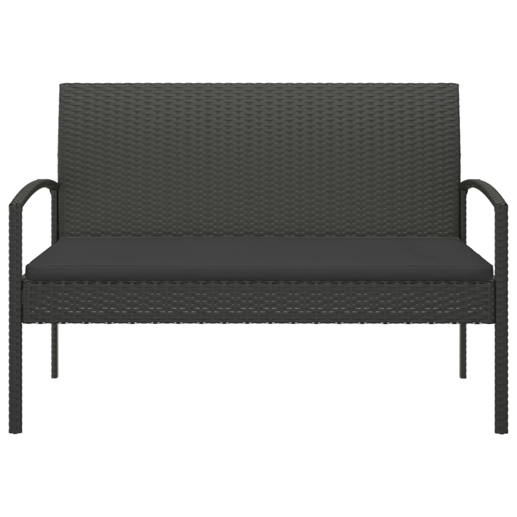 Banco de jardim com almofadão 105 cm vime PE preto