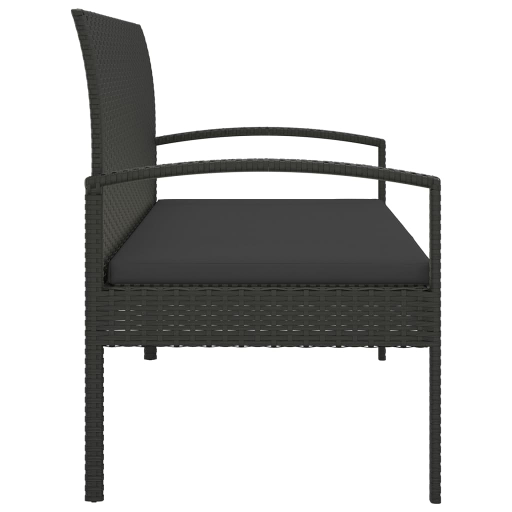 Banco de jardim com almofadão 105 cm vime PE preto