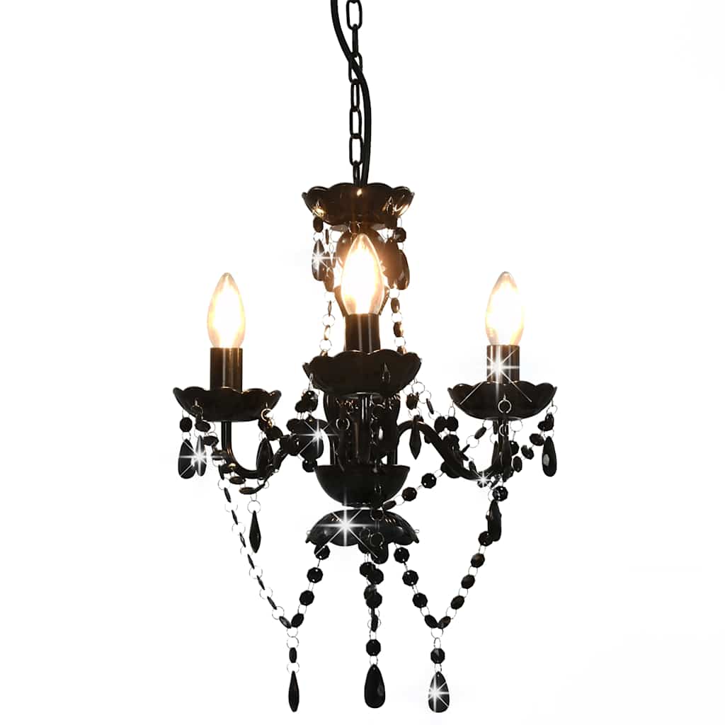 Lustre com contas redondo 3 x e14 preto