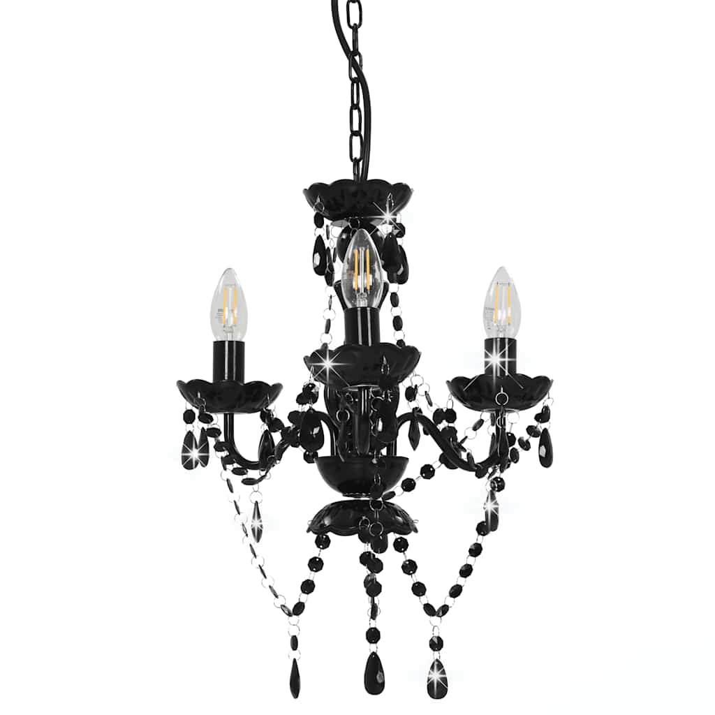 Lustre com contas redondo 3 x e14 preto