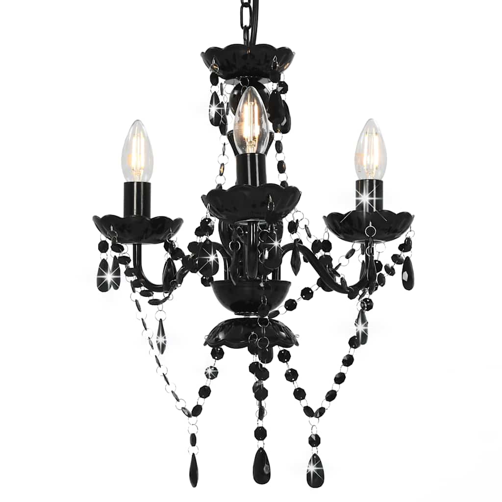Lustre com contas redondo 3 x e14 preto