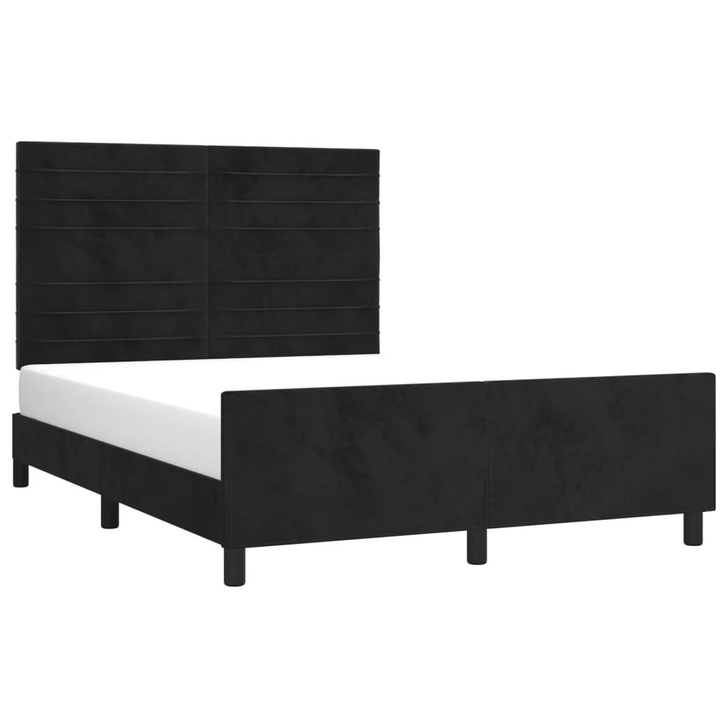 Estrutura de cama sem colchão 140x190 cm veludo preto