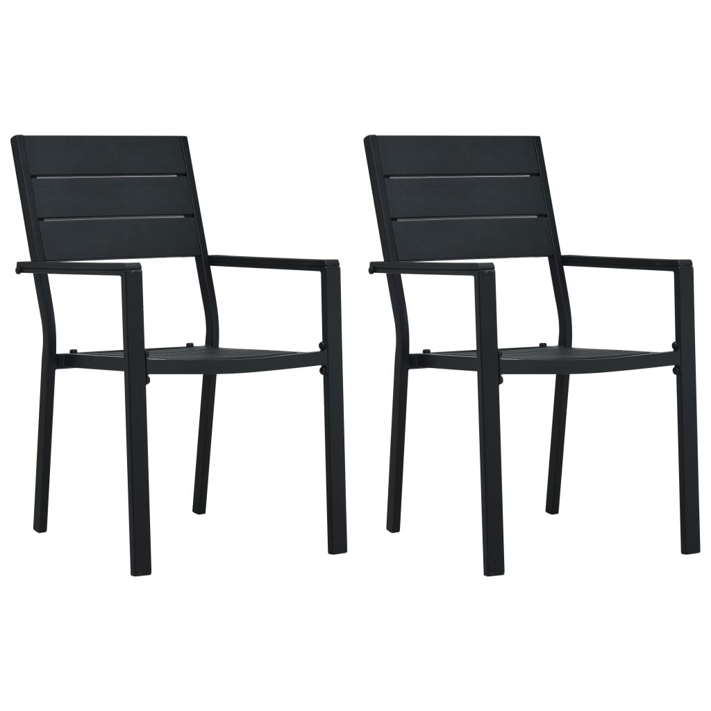 Cadeiras jardim 2 pcs pead aspeto madeira preto
