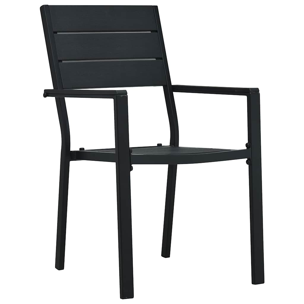 Cadeiras jardim 2 pcs pead aspeto madeira preto