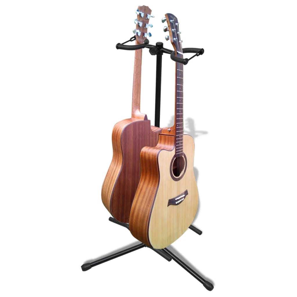 Suporte duplo para guitarra, ajustável, dobrável