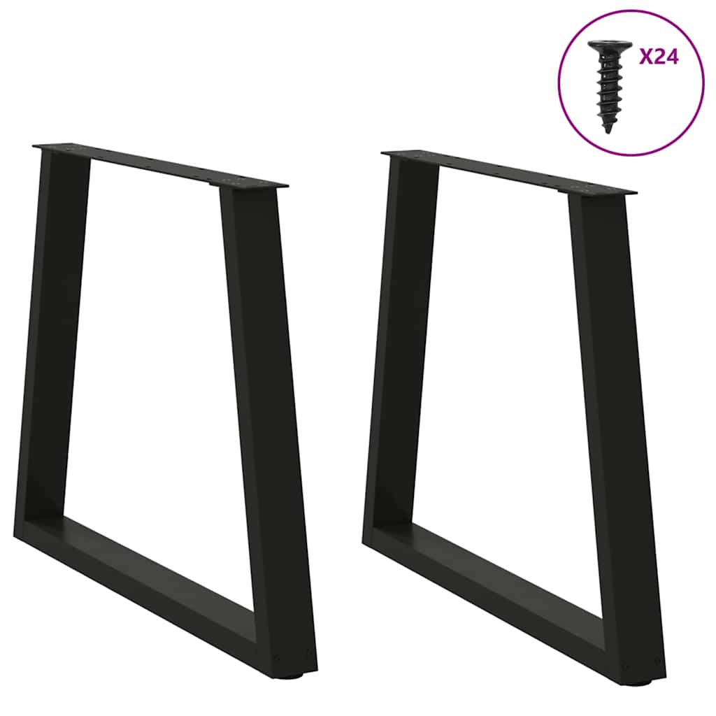 Pernas para mesa de jantar em v, 2 peças, pretas, 80x(72-73,3) cm, aço