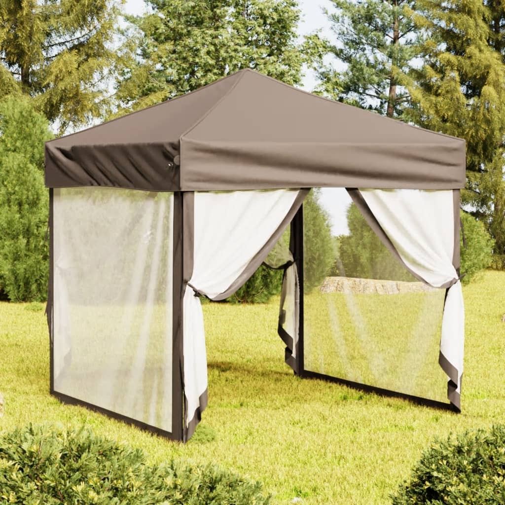 Tenda festas dobrável paredes laterais 2x2 m cinza-acastanhado