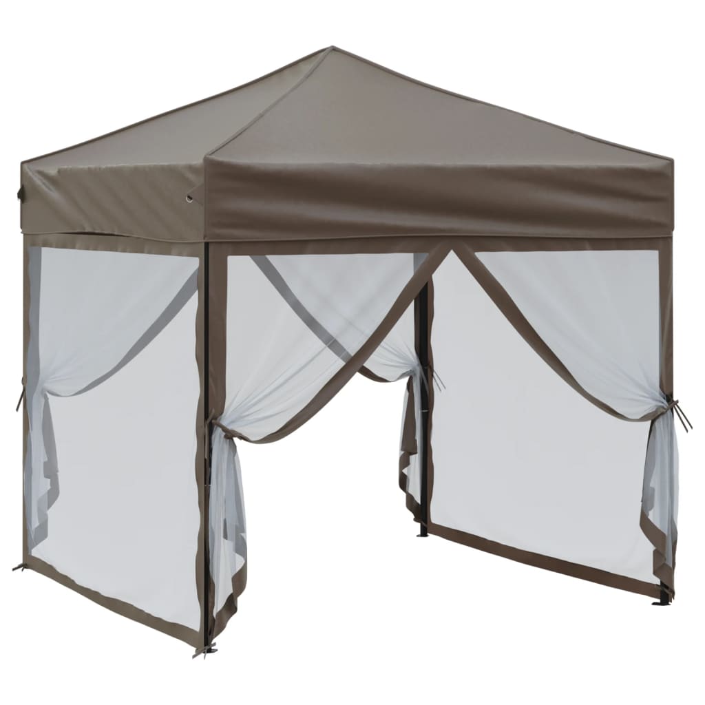 Tenda festas dobrável paredes laterais 2x2 m cinza-acastanhado