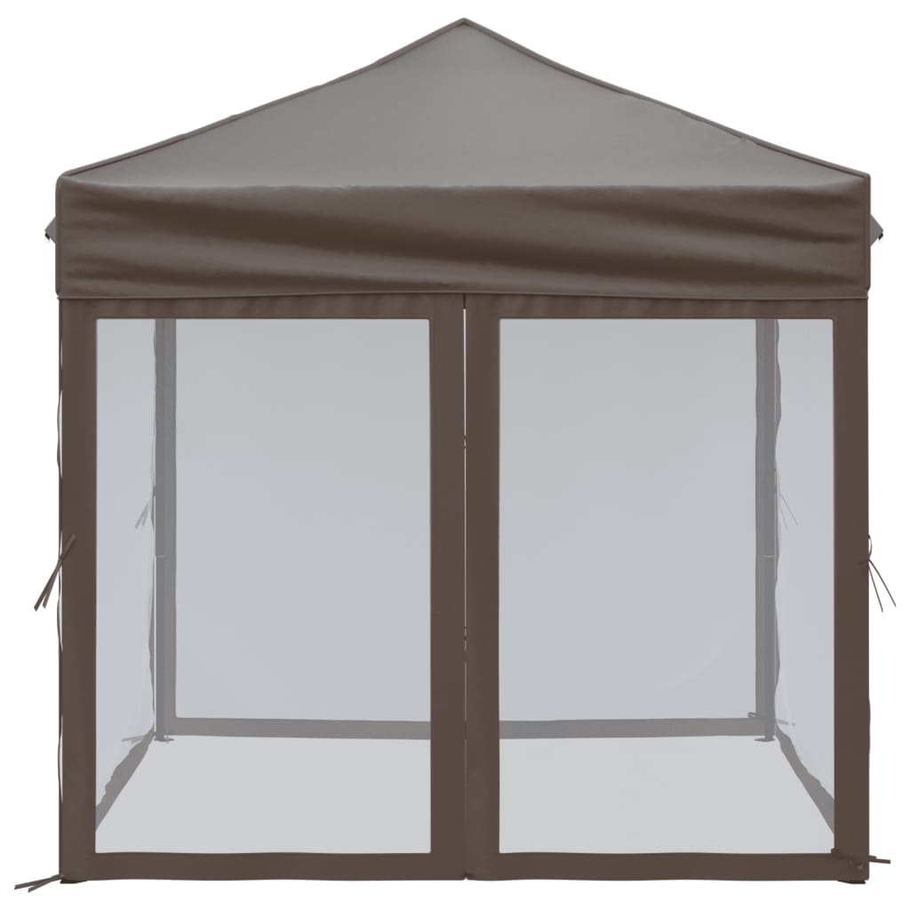 Tenda festas dobrável paredes laterais 2x2 m cinza-acastanhado