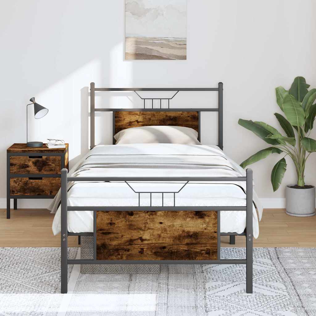 Estrutura cama s/ colchão derivados de madeira carvalho fumado