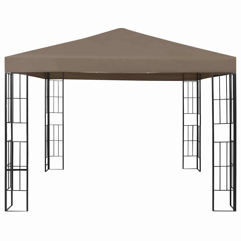 Gazebo com cordões de luzes LED 3x3 m cinza-acastanhado