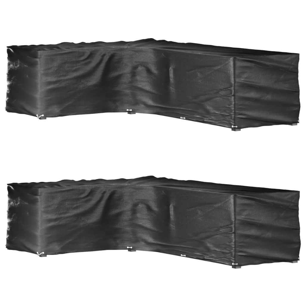 Capas p/ mobília jardim forma de l 2 pcs 18 ilhós 220x285x80 cm