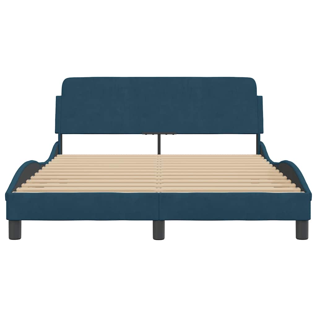Estrutura de cama com cabeceira dover 120x200 cm veludo azul