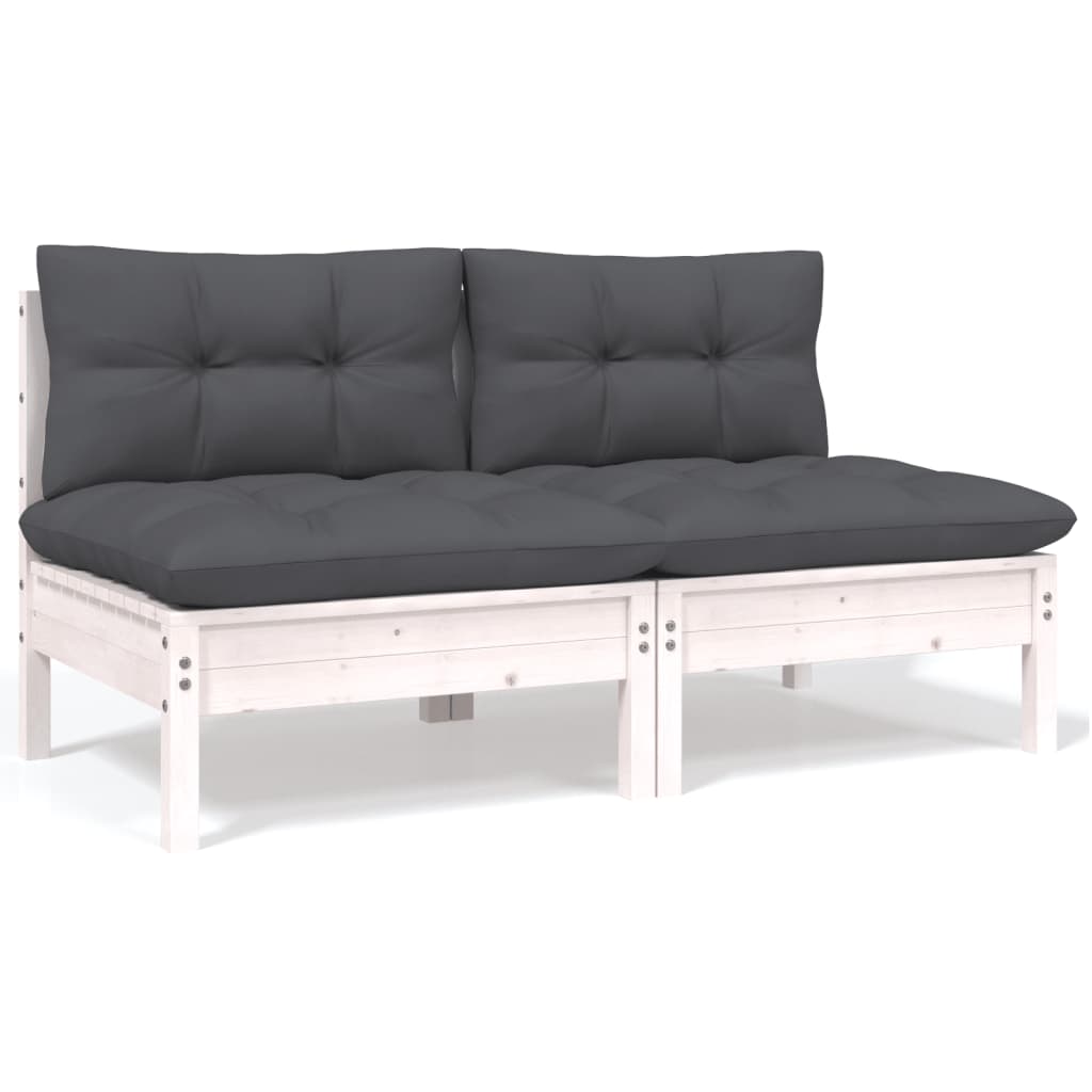 13 Pcs conj. lounge de jardim com almofadões antracite pinho