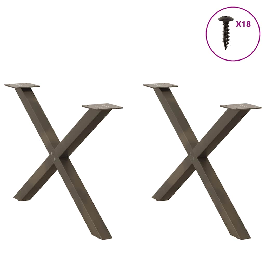 Pés para mesa de centro em formato de x, 2 peças, aço natural, 70x (42-43) cm, aço