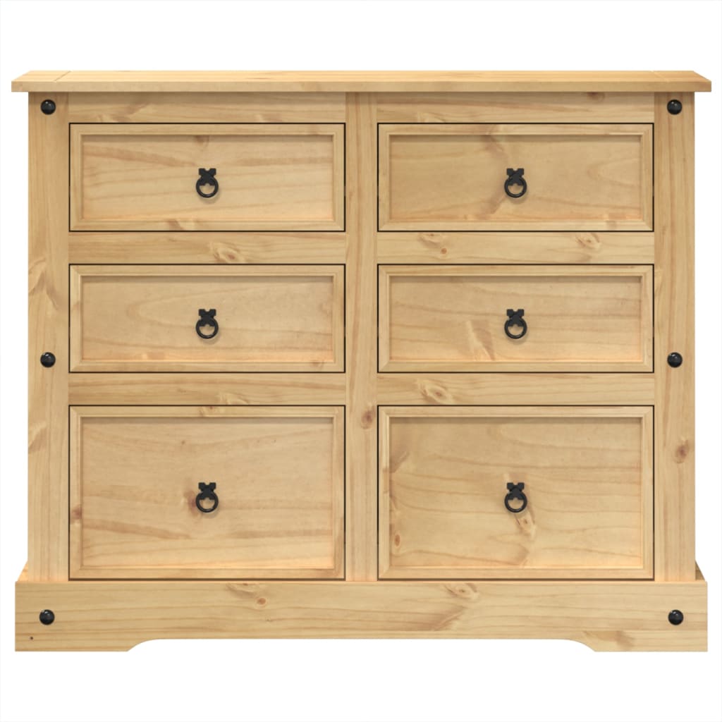 Armário com gavetas corona 110x43x91 cm madeira de pinho maciça