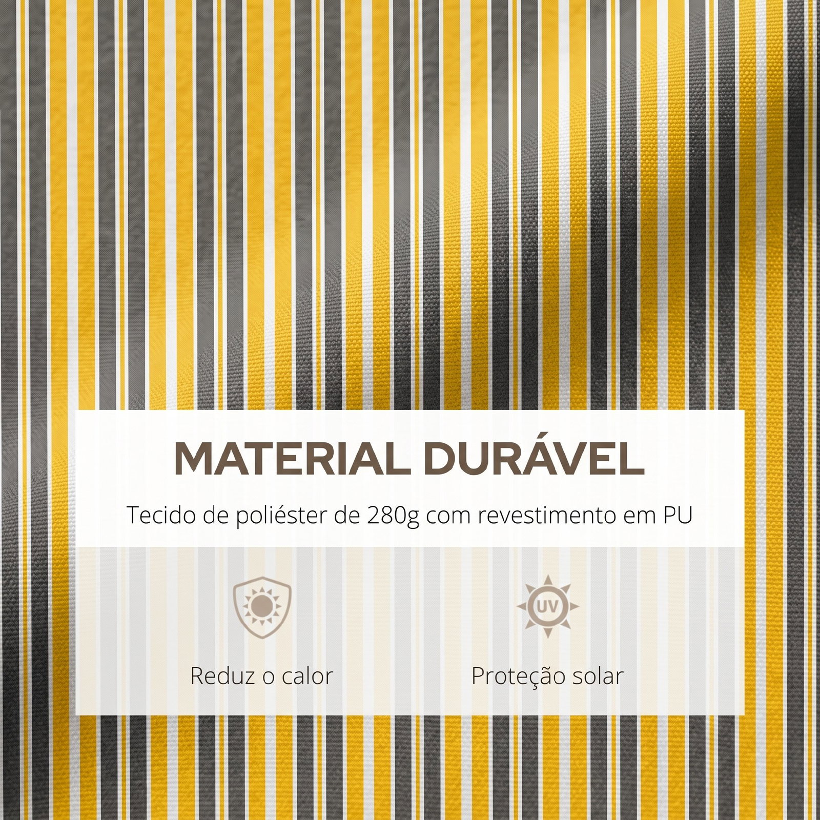 Toldo manual retrátil 350x250 cm com manivela de metal impermeável e anti-UV para jardim terraço janelas cinza e amarelo