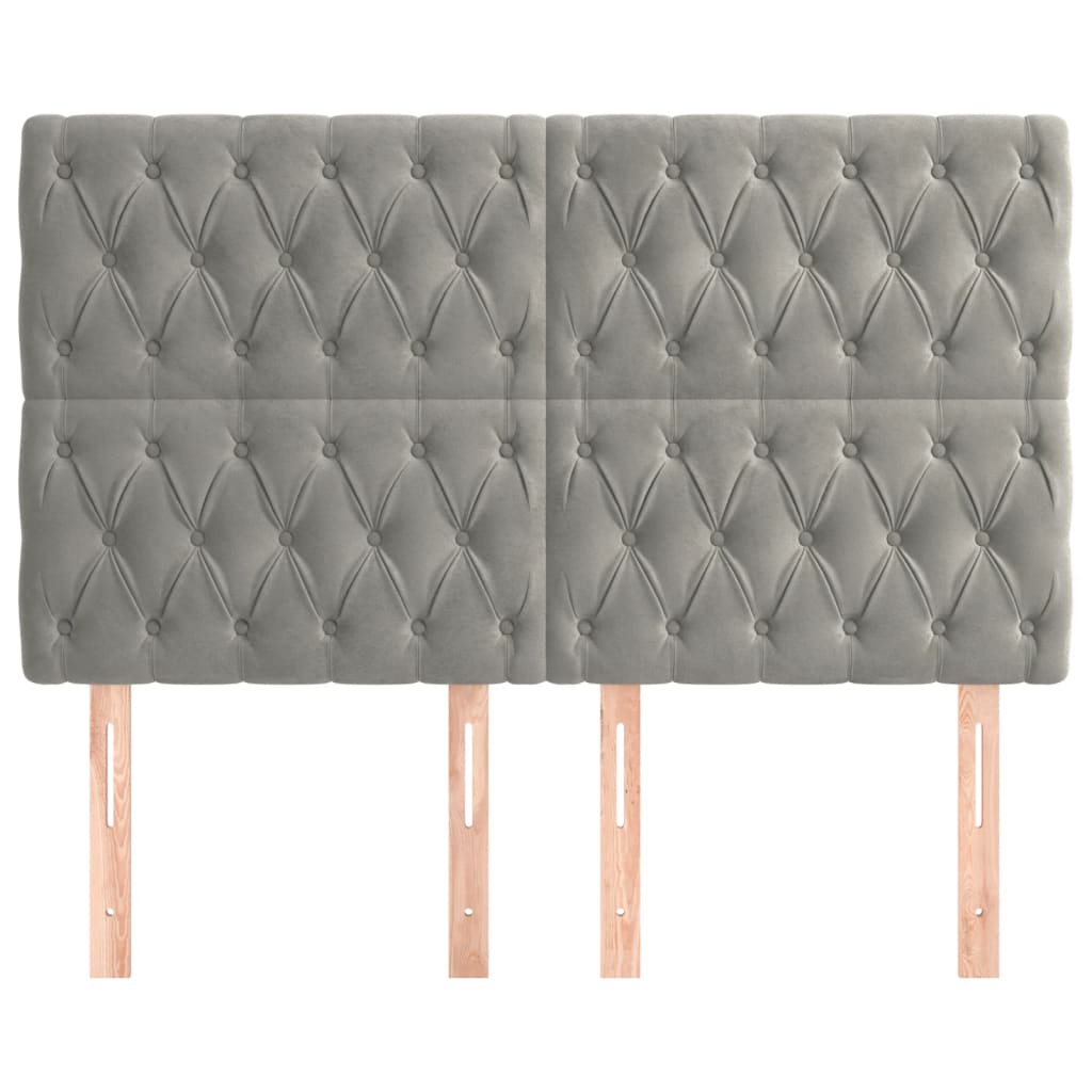 Cabeceira cinza claro 144x7x118/128 cm veludo