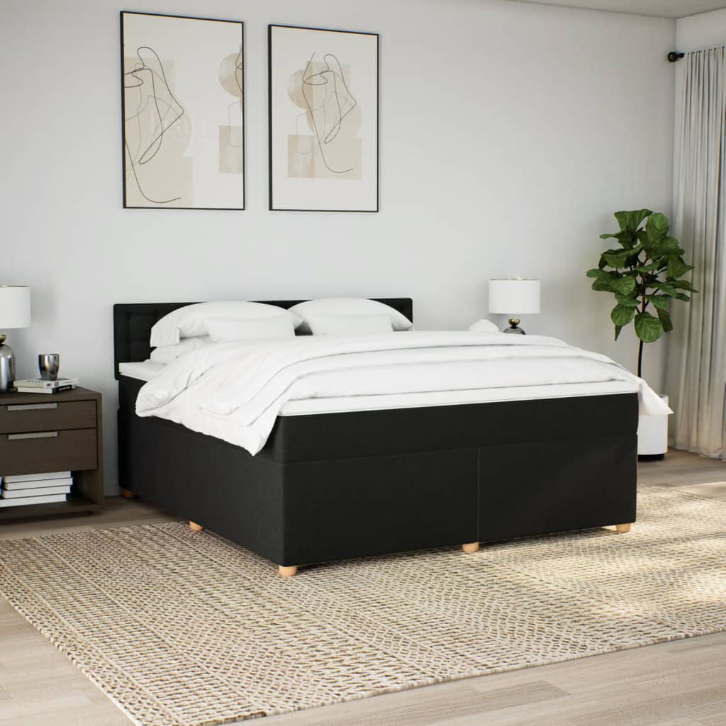 Cama com molas/colchão 180x200 cm tecido preto