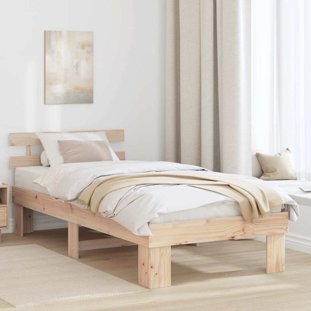 Estrutura da cama com cabeceira natural 90 x 200 cm