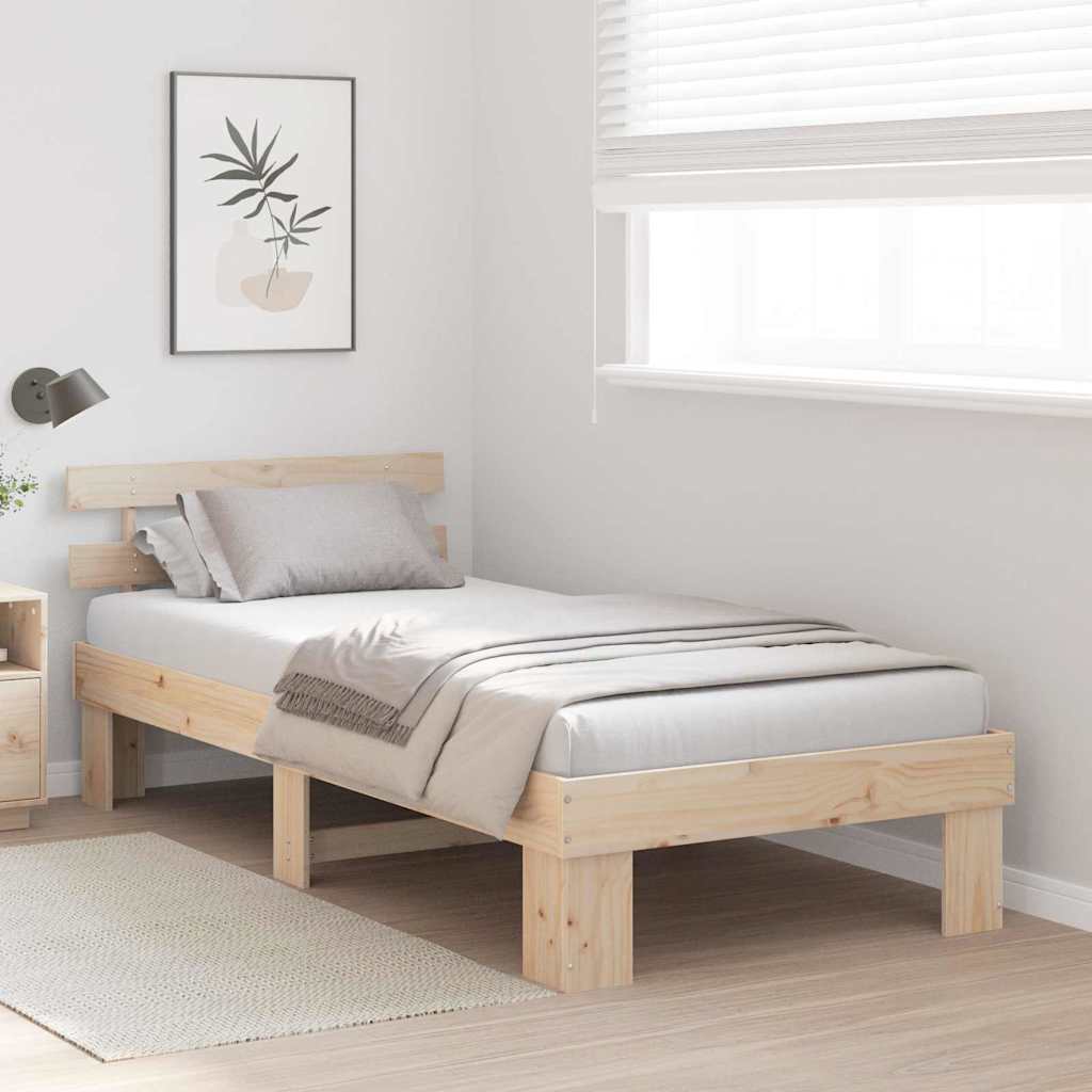 Estrutura da cama com cabeceira natural 90 x 200 cm
