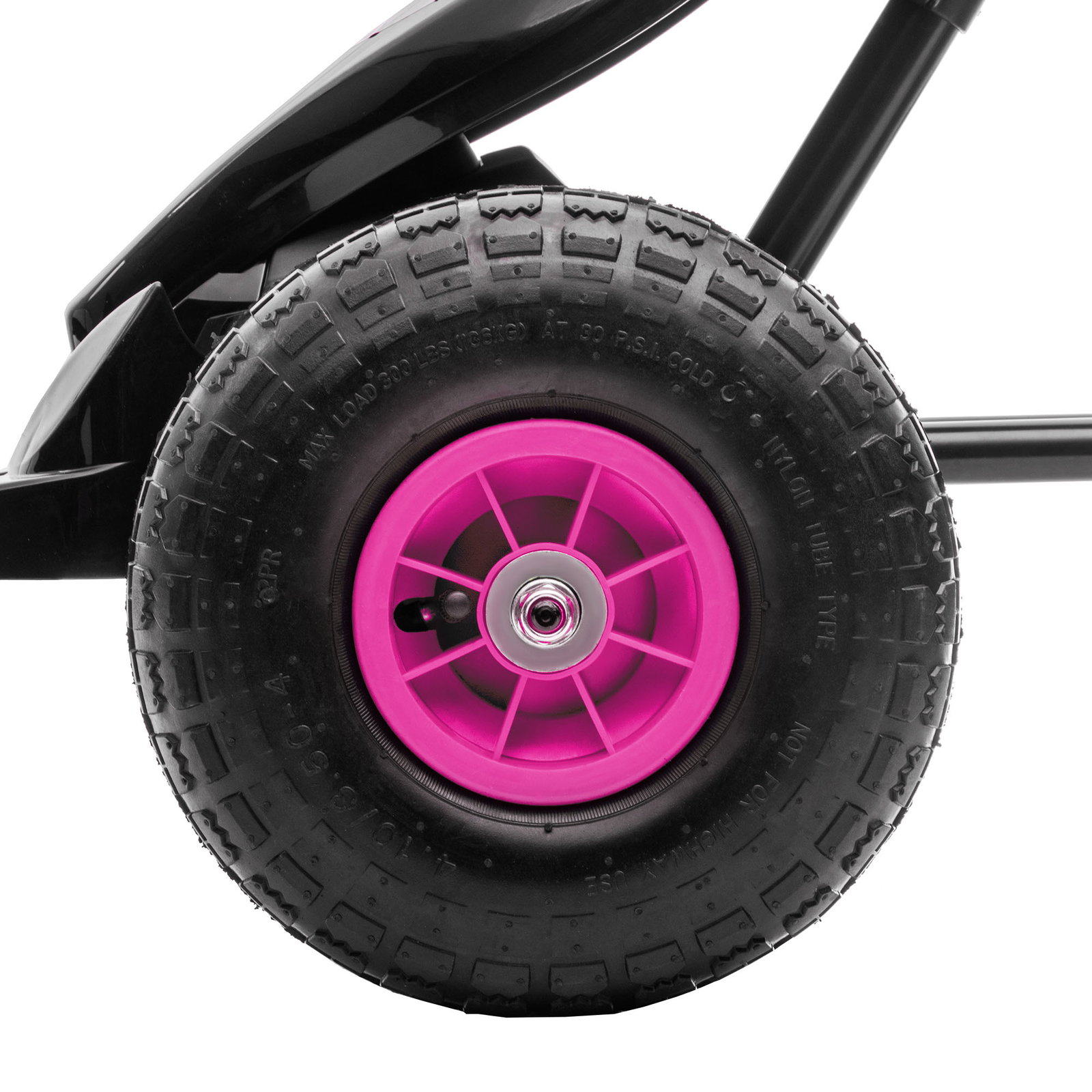 Kart a pedais para crianças 5-12 anos com assento ajustável pneus insufláveis amortecimento e travão de mão 121x58x61 cm rosa