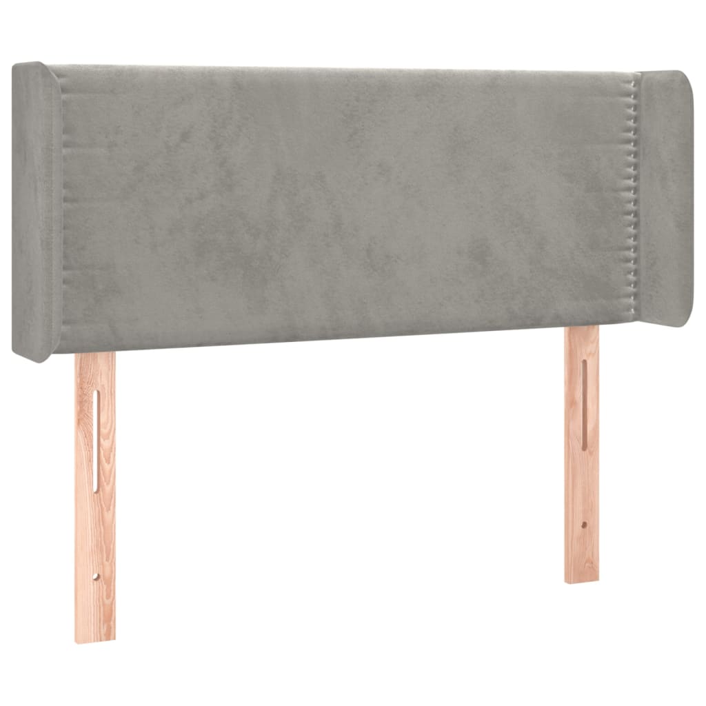 Cabeceira de cama c/ luzes LED veludo 83x16x78/88cm cinza-claro