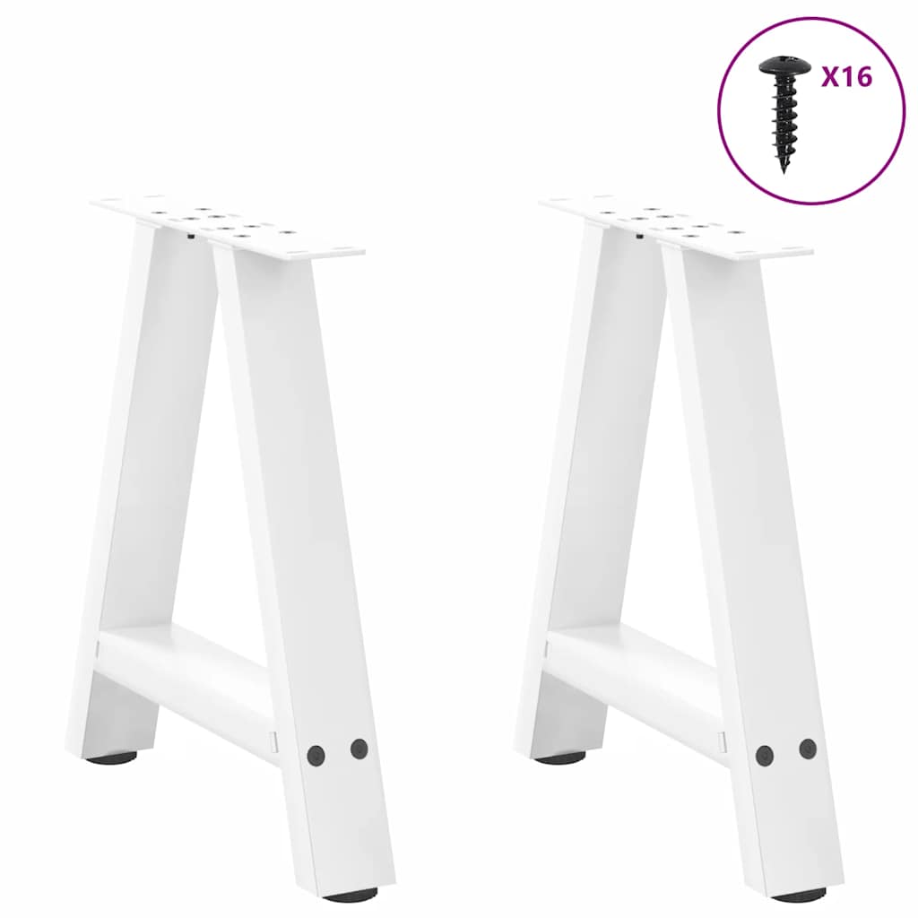 Pés para mesa de centro em formato a, 2 peças, branco, 38x(42-43) cm, aço