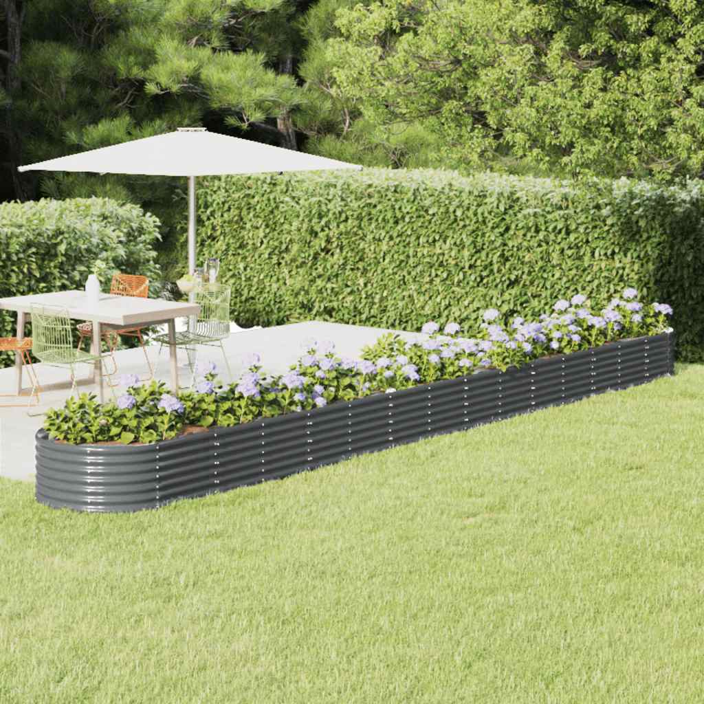 Canteiro elevado jardim 620x80x36 aço galvanizado antracite