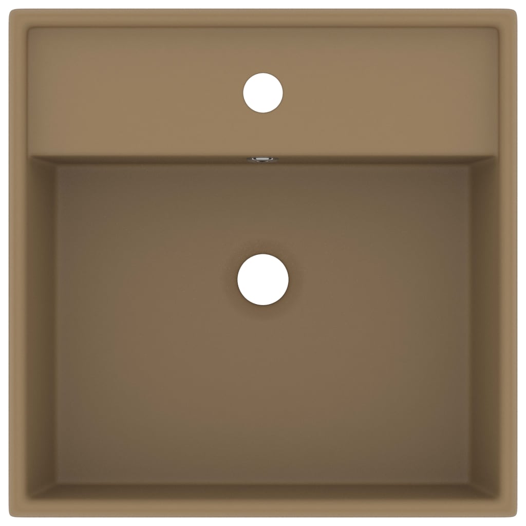 Lavatório luxuoso quadrado 41x41 cm cerâmica creme mate