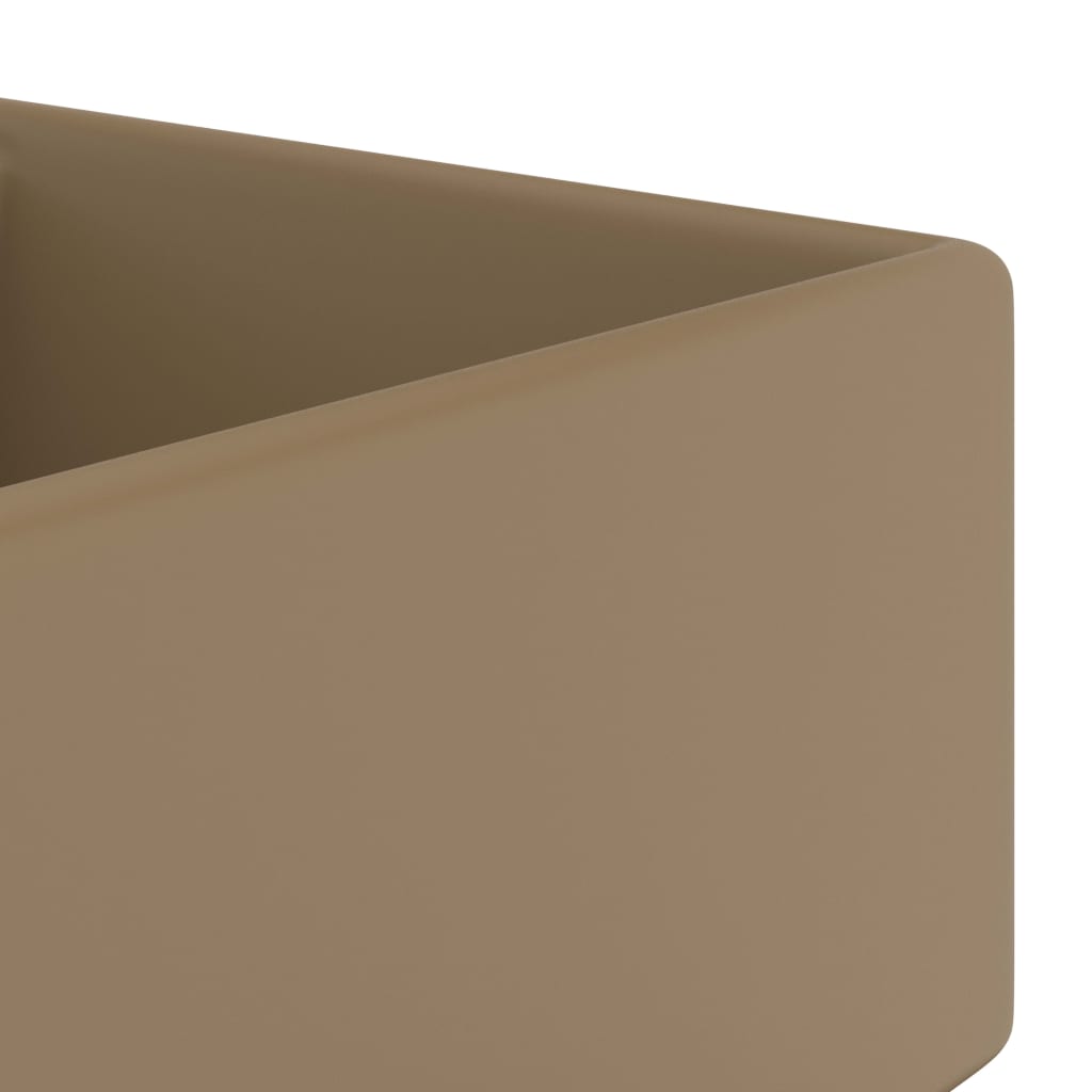 Lavatório luxuoso quadrado 41x41 cm cerâmica creme mate