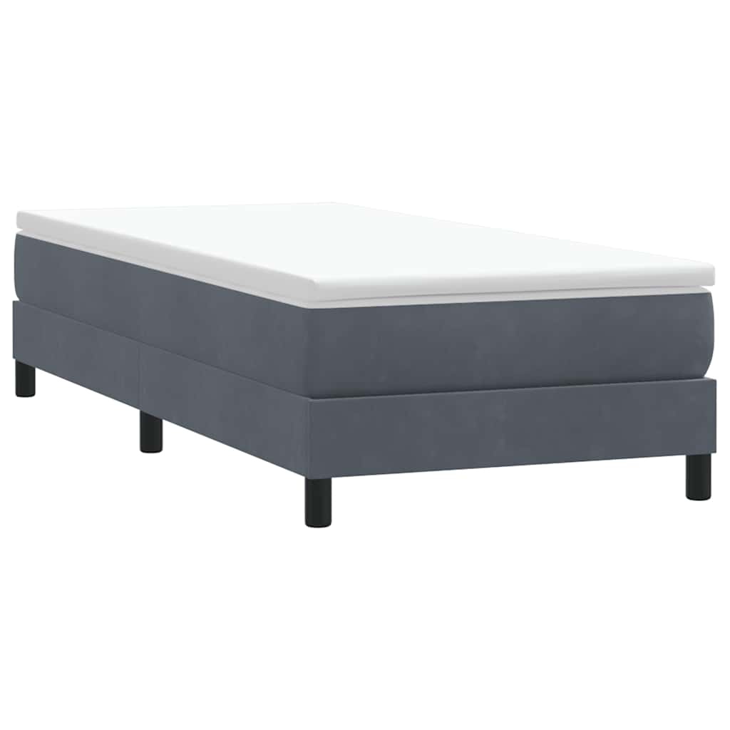Box cama primavera sem colchão cinzento escuro 100x210cm veludo