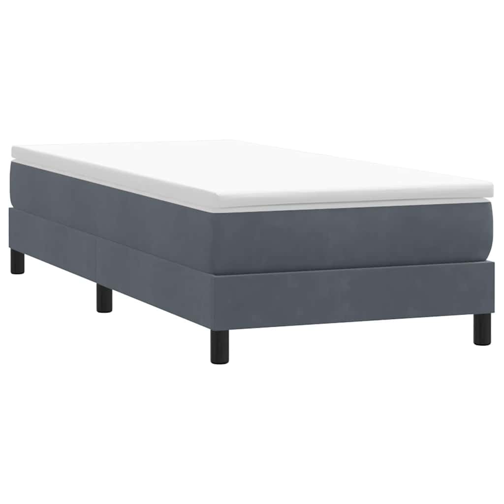 Box cama primavera sem colchão cinzento escuro 100x210cm veludo