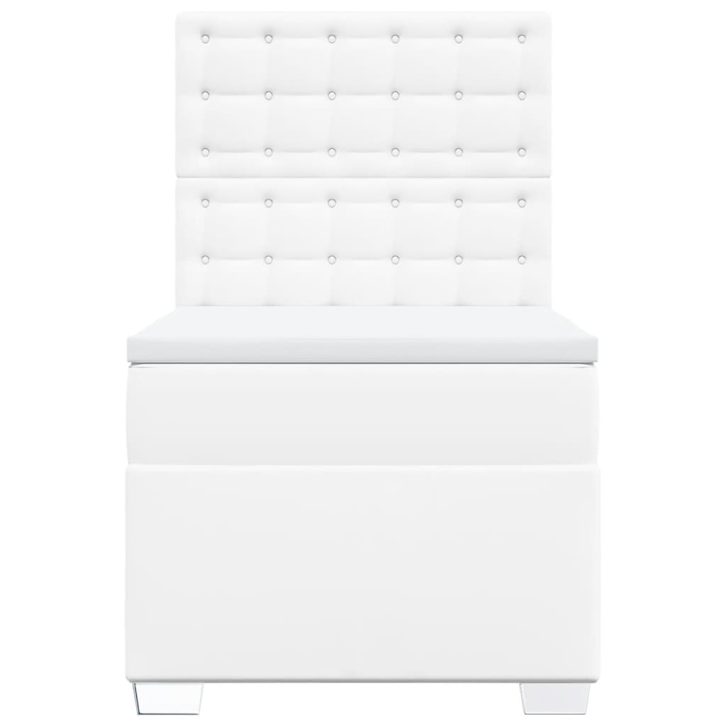 Cama com molas/colchão 90x200 cm couro artificial branco