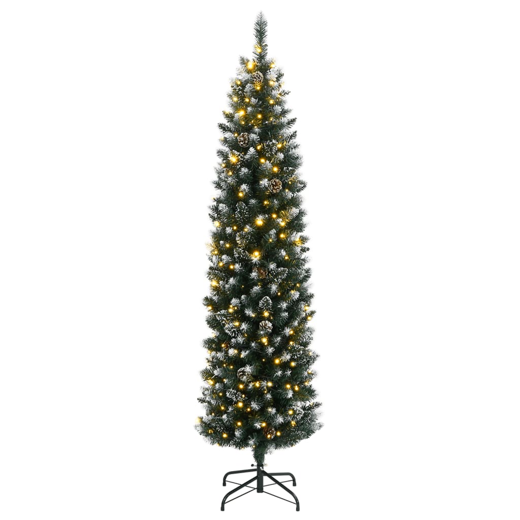 Árvore de natal artificial fina com 300 luzes LED 240 cm