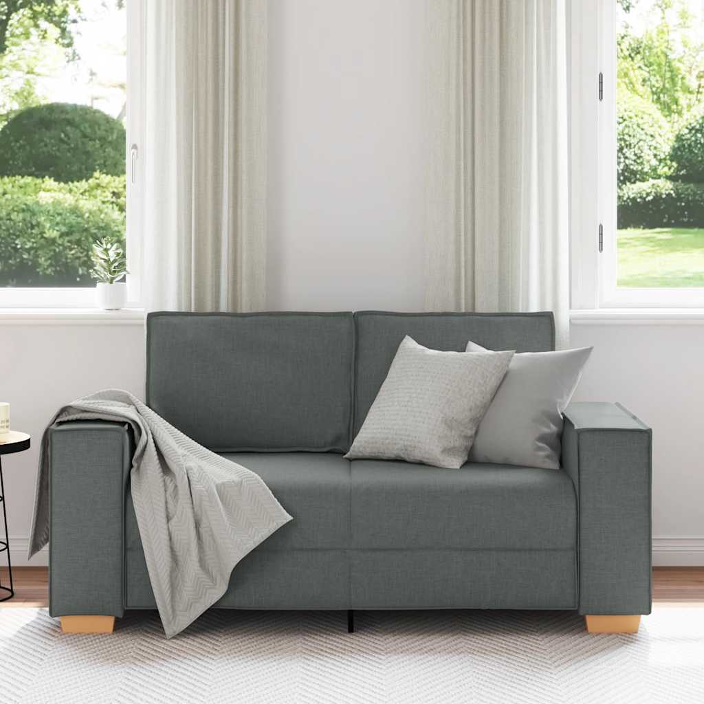 Sofá de 2 lugares cinza escuro 160x78x84 cm tecido