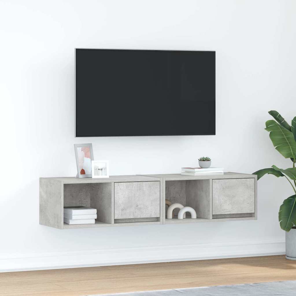 Móveis de TV 2pcs 60x31x25,5cm madeira processada cinza cimento