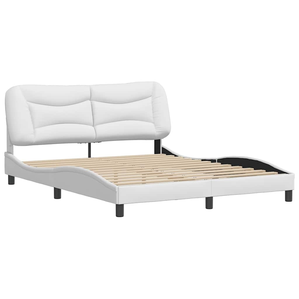 Estrutura de cama sem colchão hvar 160x200 cm couro artificial branco