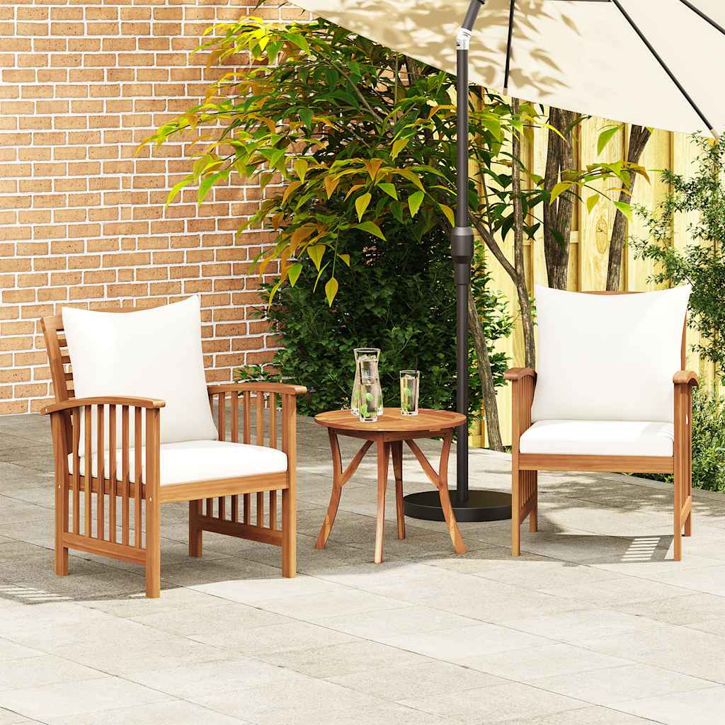 Cadeiras de jardim c/ almofadões 2 pcs madeira acácia