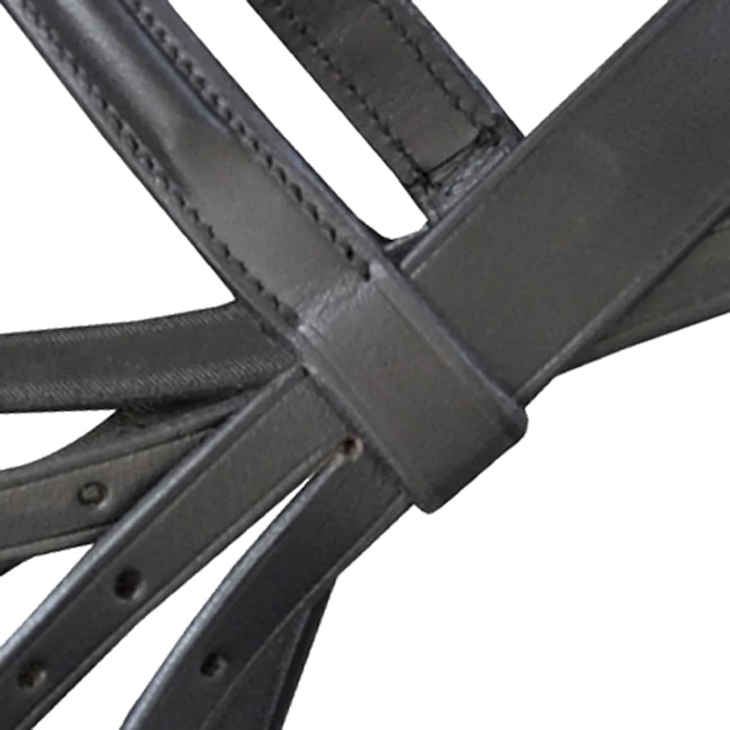 Cabeçada de couro com rédeas e brida, preto, cob