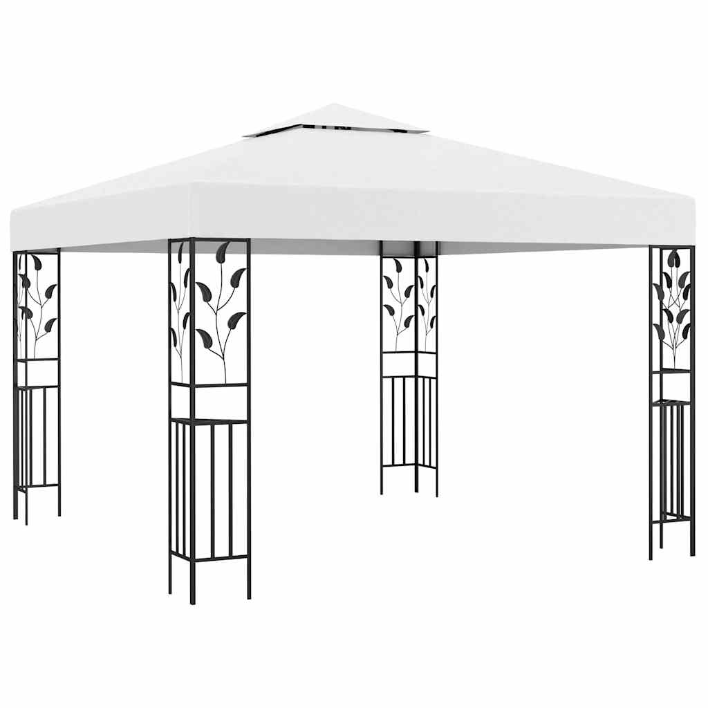 Gazebo com cordões de luzes LED 3x3 m branco