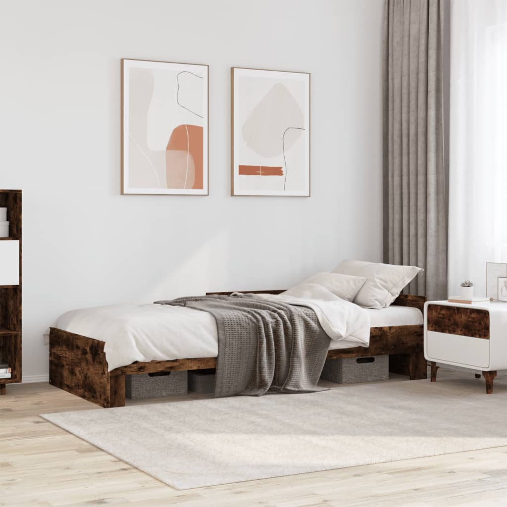 Estrutura cama s/ colchão derivados de madeira carvalho fumado