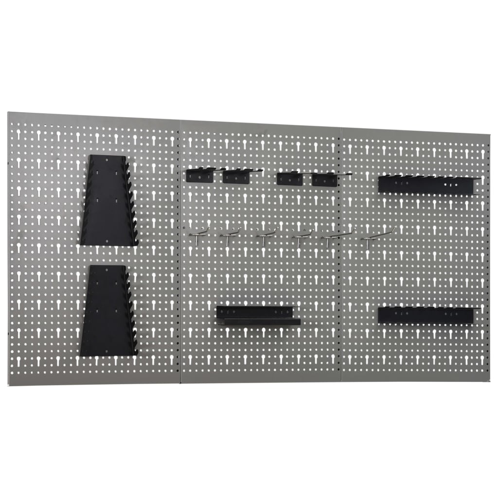 Placas perfuradas de parede 3 pcs 40x58 cm aço
