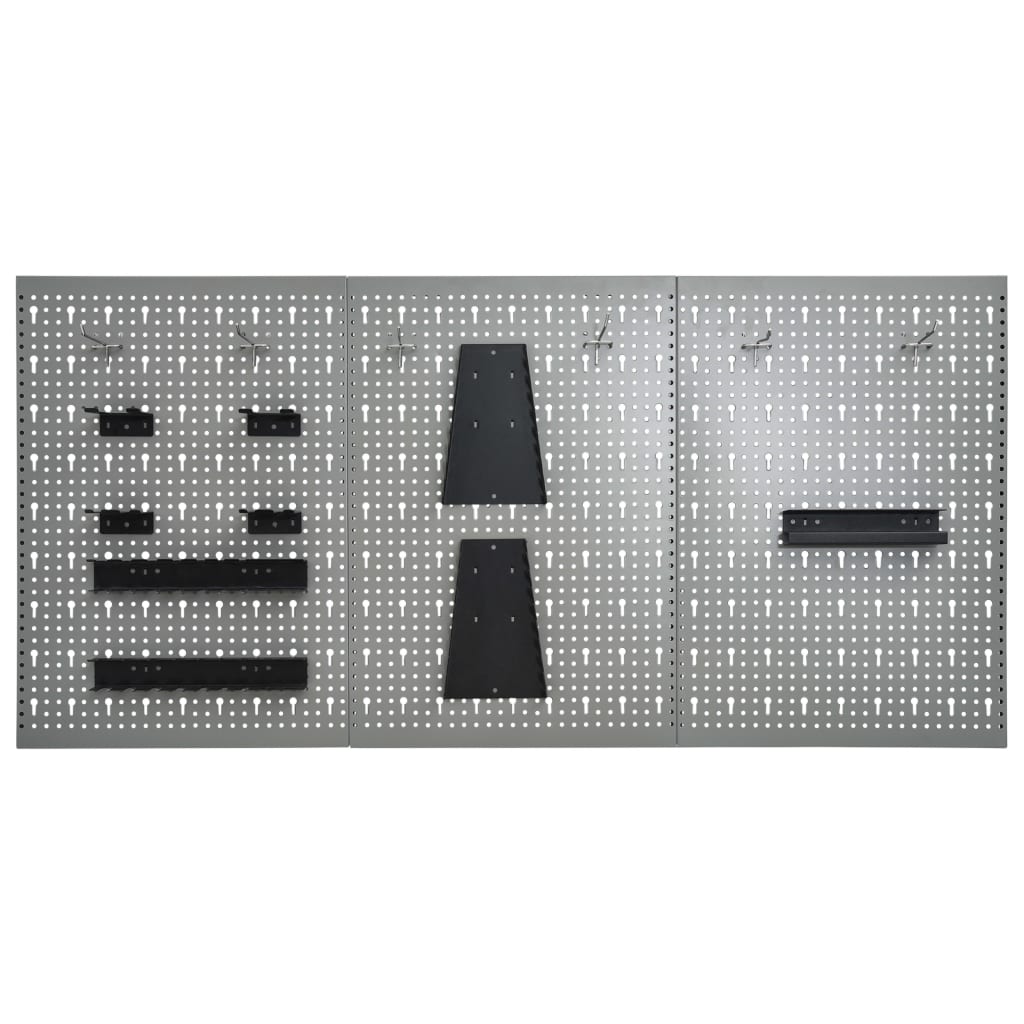 Placas perfuradas de parede 3 pcs 40x58 cm aço