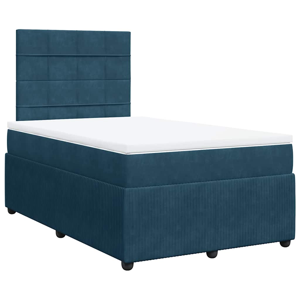 Cama boxspring com colchão 120x200 cm veludo azul