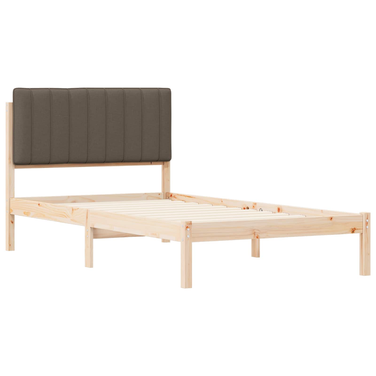 Estrutura de cama com cabeceira estofada cinzento-acastanhado
