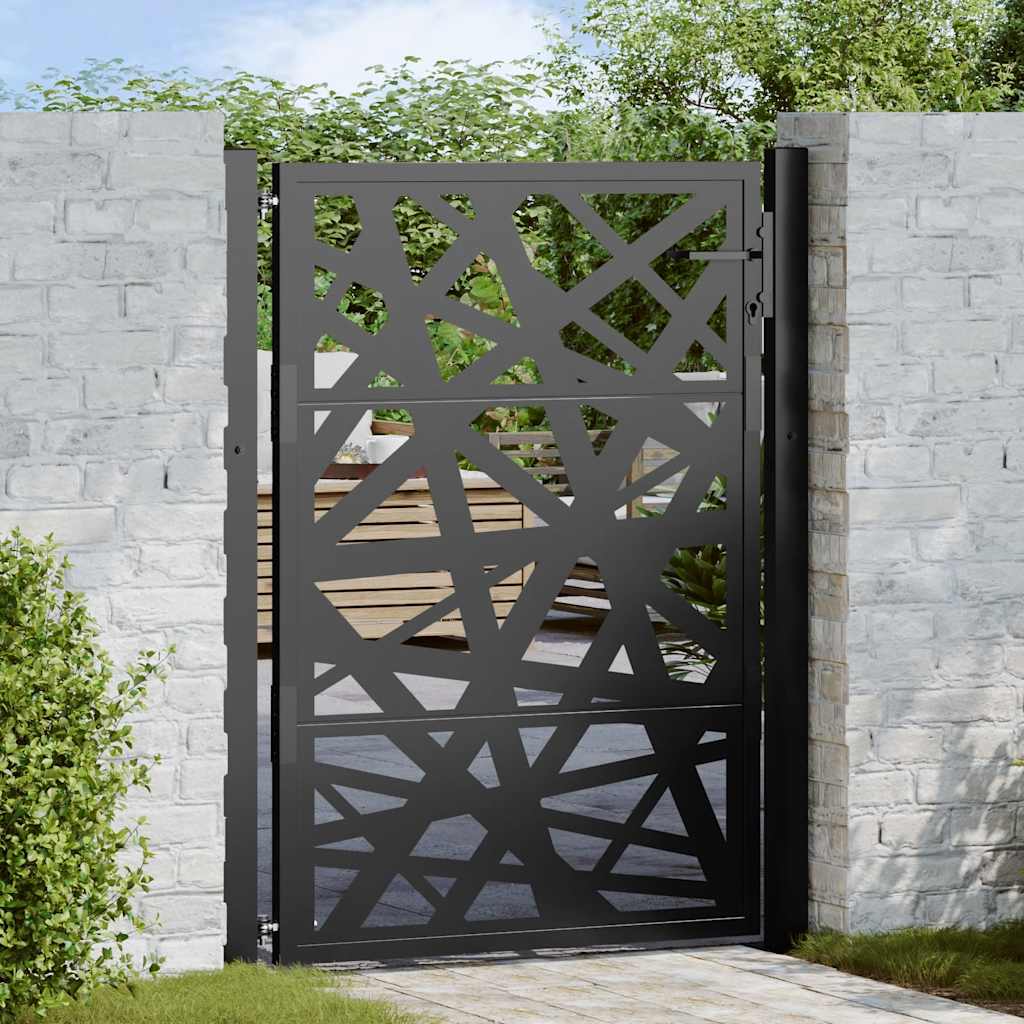 Portão de jardim preto 100x125 cm aço design leve