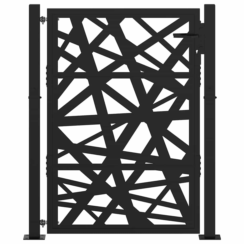 Portão de jardim preto 100x125 cm aço design leve
